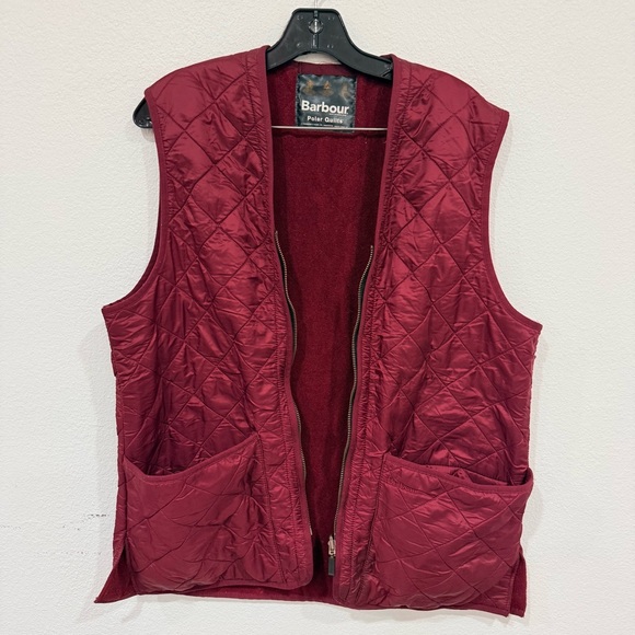 Barbour Polar Quilt Liner Deep Red Vest Women’s Size Medium - Picture 6 of 8